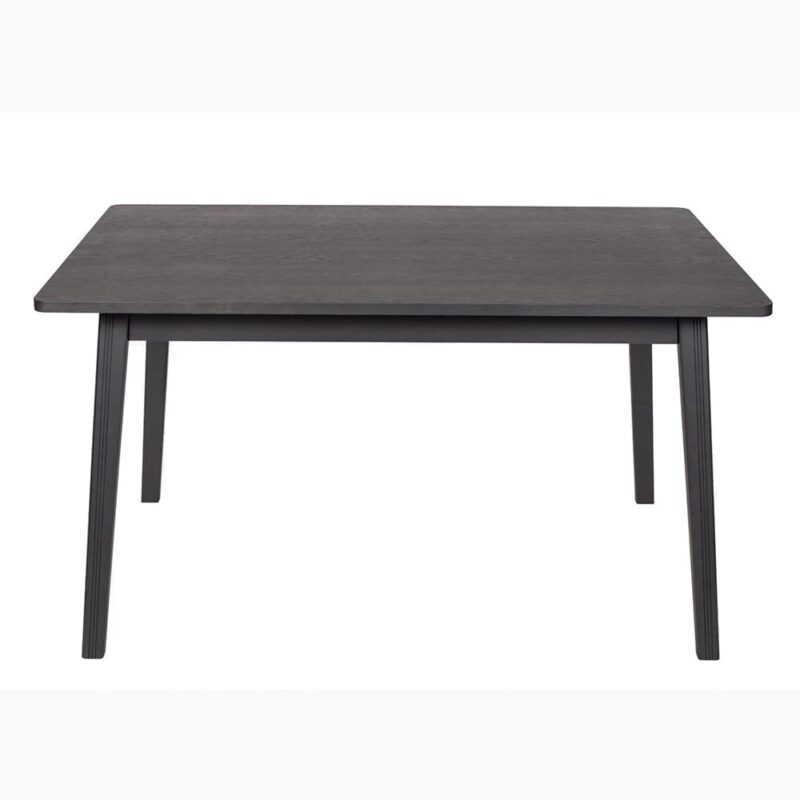 Skagen ruokapöytä, pit.140, lev.90 ja kork. 75 cm, taso tammiviilutettu + musta petsi, jalat tammea, Woodman.