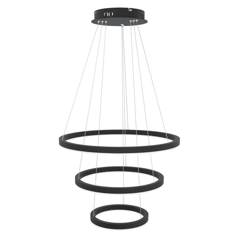 Layer 3 kattovalaisin, halk. 60, 45 ja 30 cm. Väri: musta. Valmistaja: Valaisin Grönlund Oy.