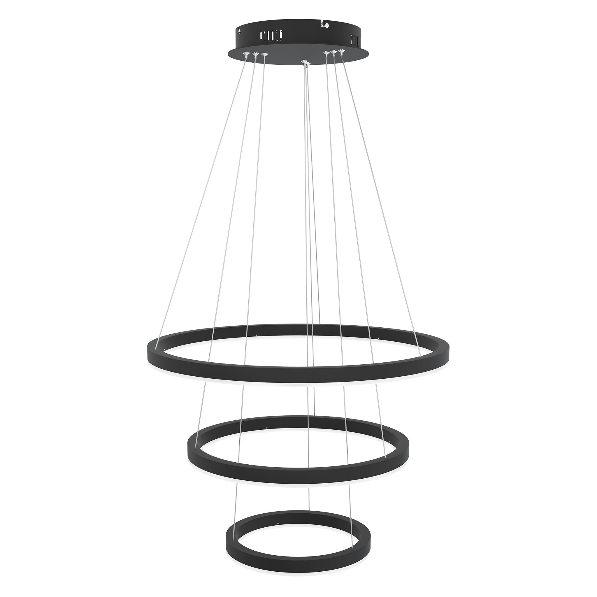 Layer 3 kattovalaisin, halk. 60, 45 ja 30 cm. Väri: musta. Valmistaja: Valaisin Grönlund Oy.