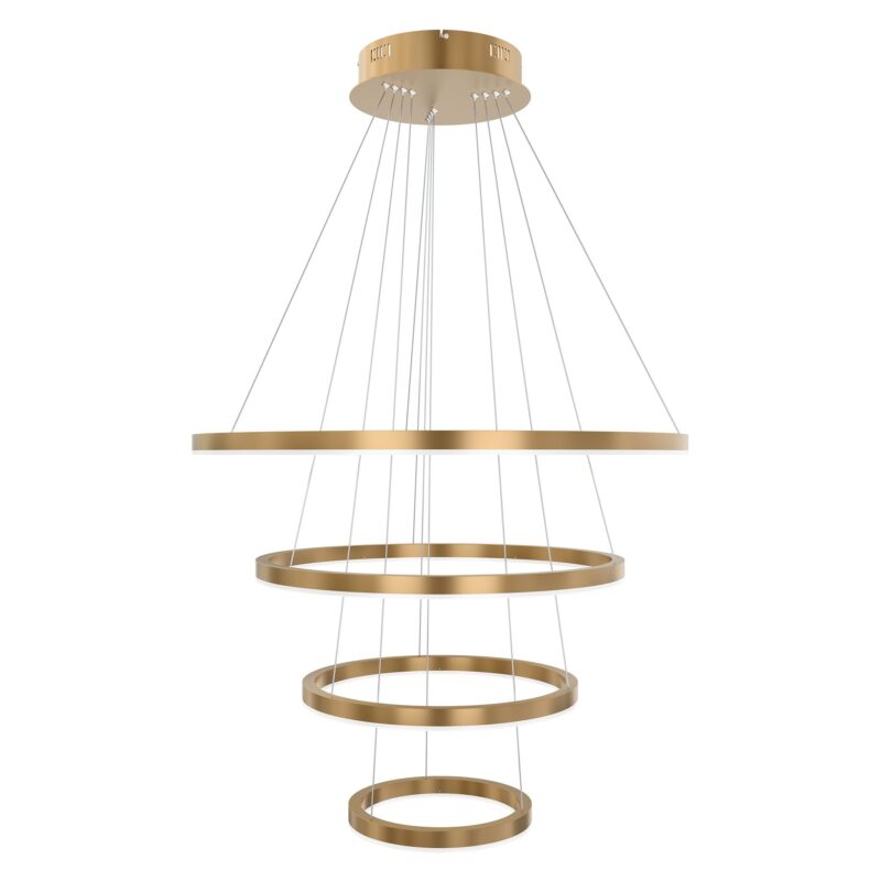 Layer 4 kattovalaisin, halk. 80, 60, 45 ja 30 cm. Messinki. Valmistaja: Valaisin Grönlund Oy.