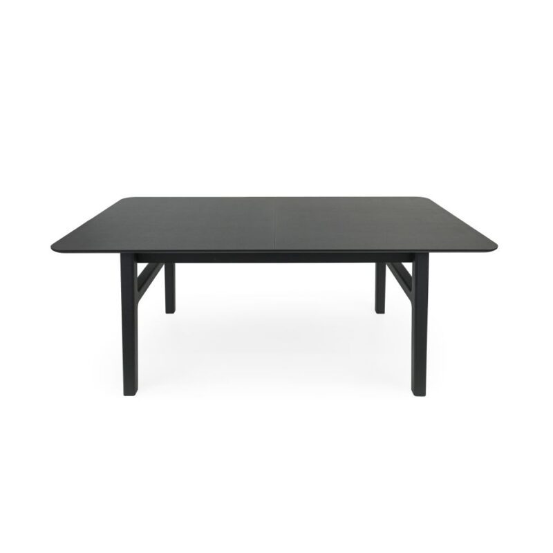 Butterfly jatkettava pöytä, 180(220)x90 cm. Mustaksi petsattu tammiviilu pöytätasoissa, jalat massiivitammea.