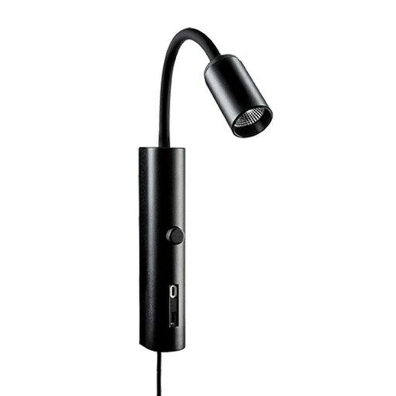 Tube Wall musta seinävalaisin, 8W LED, USB, 350lm, 2700K. Valmistaja: SG Armaturen AB.