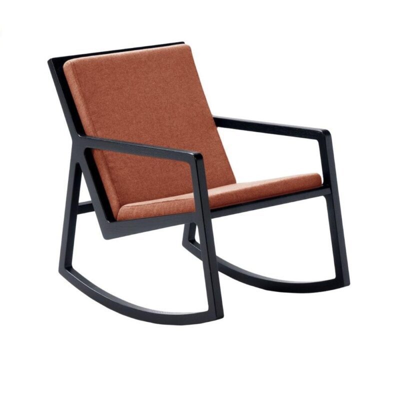 Lux keinutuoli, musta runko, punainen Jazz-kangas.