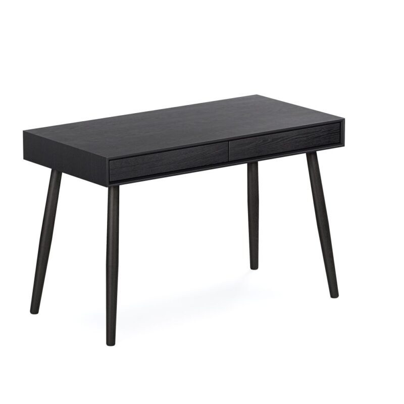 Carson töpöytä, runko tammiviilutettu ja jalat massiivitammea. Lakka sävytetty mustalla värillä. Lev. 120 cm, syv. 60 cm ja kork. 78 cm. Hieno ja käytännöllinen pöytä.