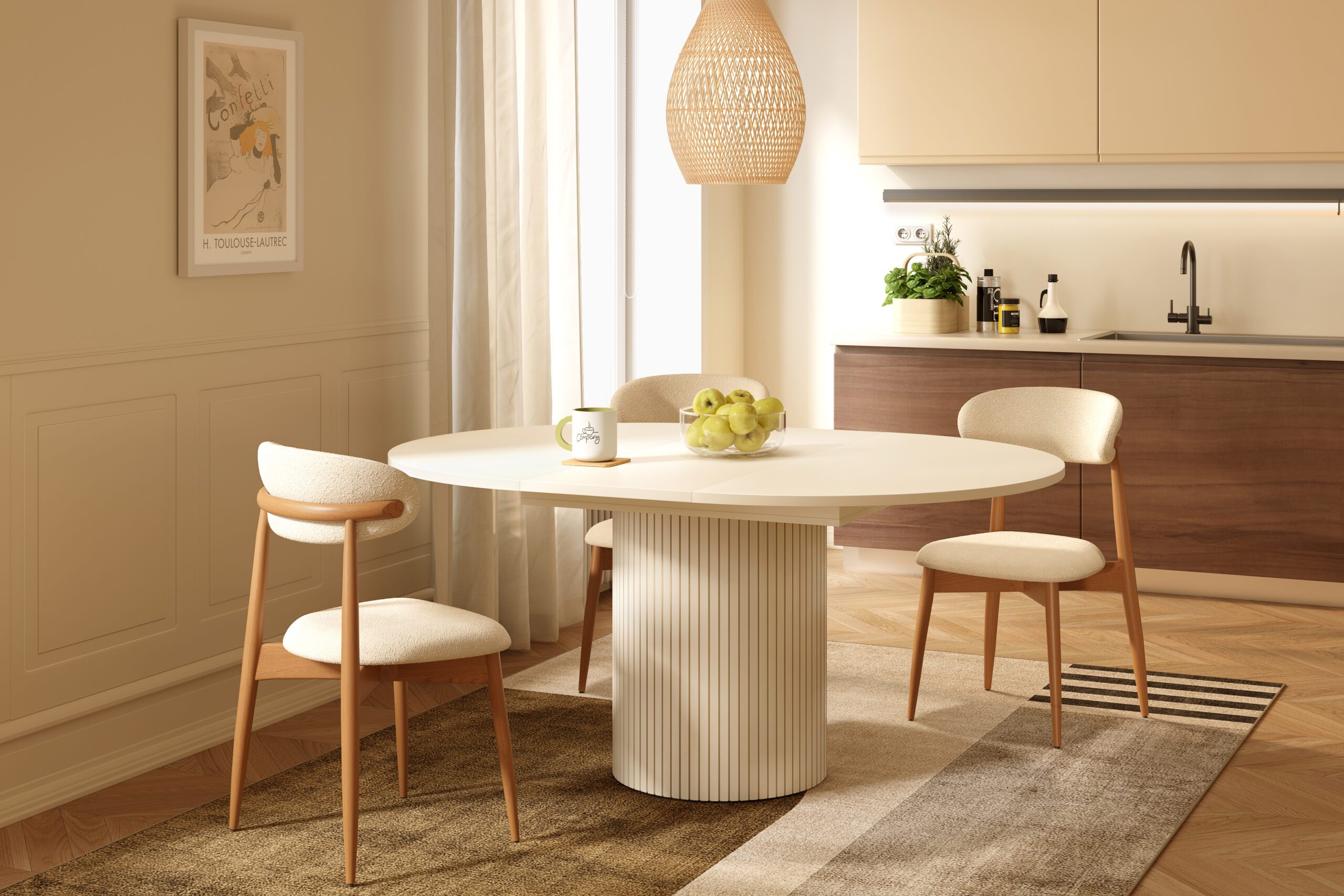 Toscana, jatkettava ruokapöytä 120 MEL Casmere Beige - Image 8