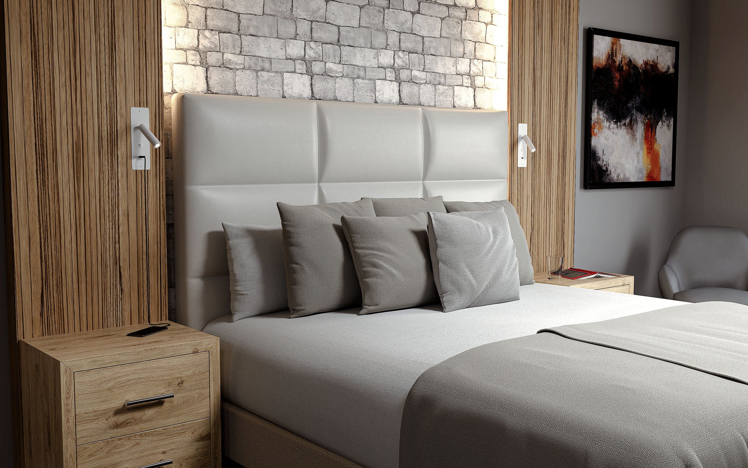 Valaisin Grönlund - Gent USB-A+C Surface -seinävalaisin, musta - Image 6